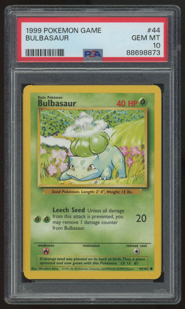 1999 Pokemon Bulbasaur Base Set #44 PSA 10