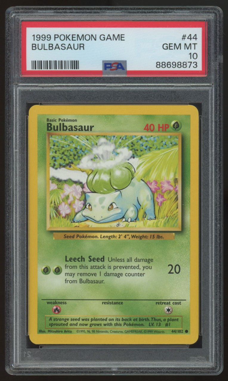 1999 Pokemon Bulbasaur Base Set #44 PSA 10