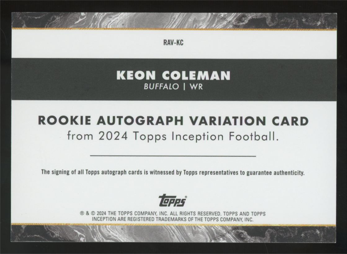 2024 Topps Inception Keon Coleman RC Auto Variation #RAV-KC