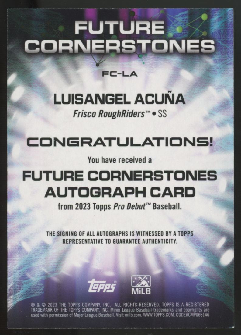 2023 Topps Pro Debut Luisangel Acuna Future Cornerstones Red Foil Auto /10