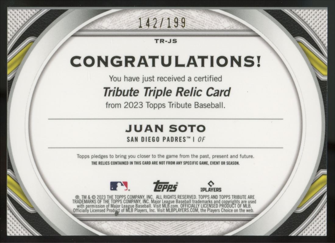 2023 Topps Tribute Juan Soto Triple Bat Relic /199 #TR-JS