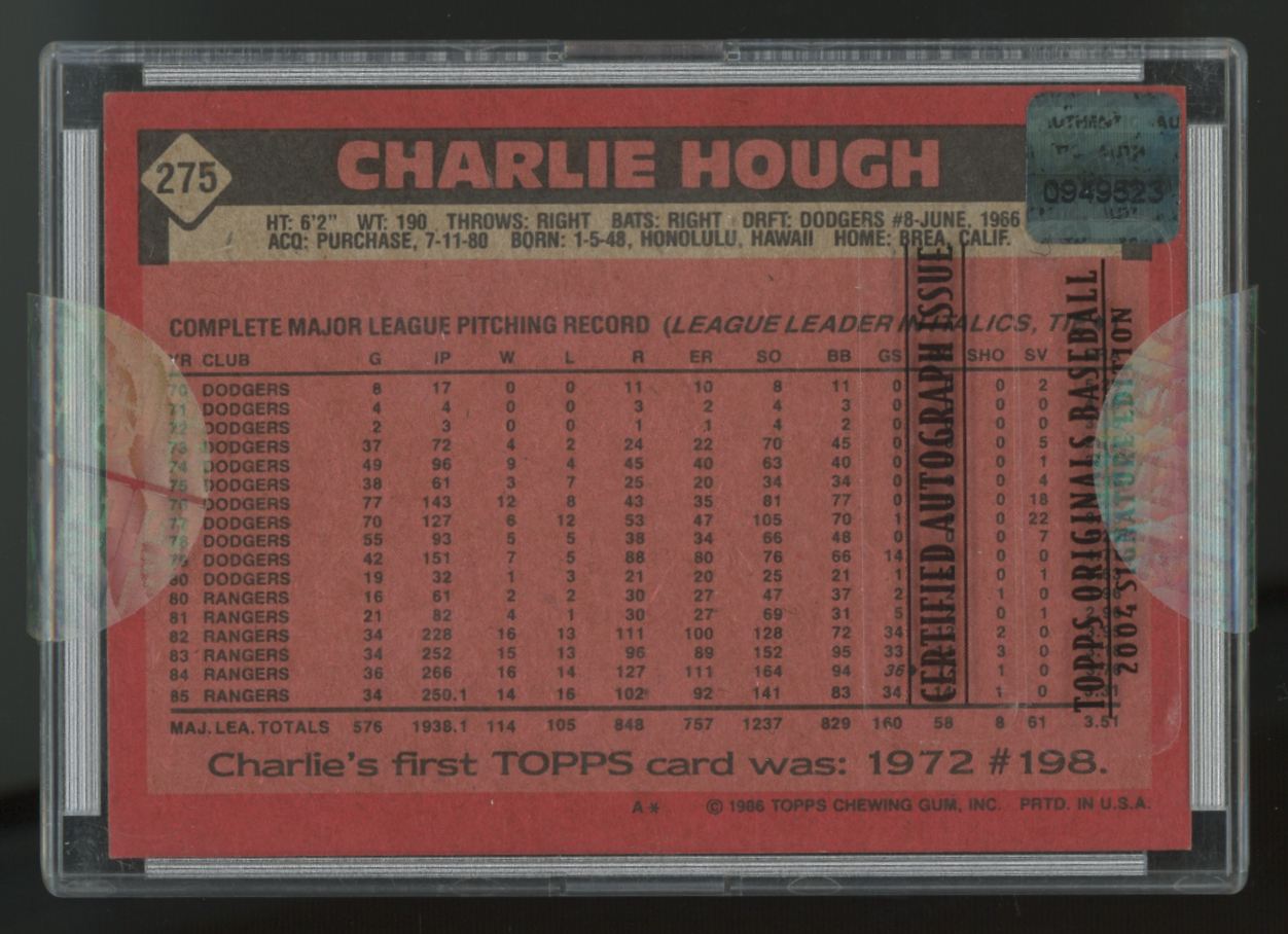 2004 Topps Originals Charlie Hough 1986 Signature Edition Auto /66 #275