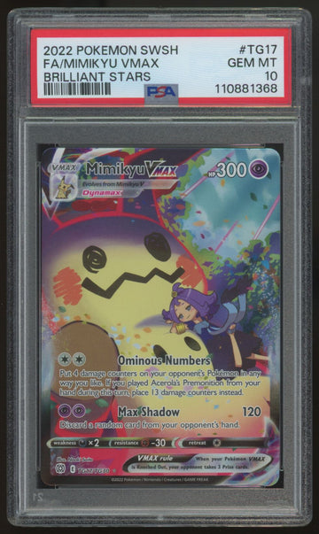 2022 Pokemon Mimikyu VMAX Brilliant Stars Full Art #TG17 PSA 10 (B)