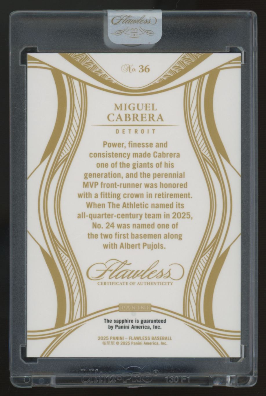 2025 Panini Flawless Miguel Cabrera Sapphire /15 #36