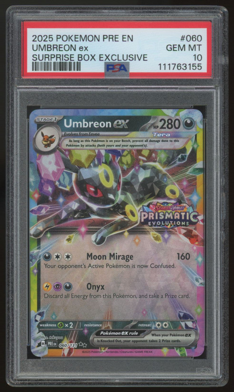 2025 Pokemon Umbreon ex Prismatic Evolutions Surprise Box #060 PSA 10