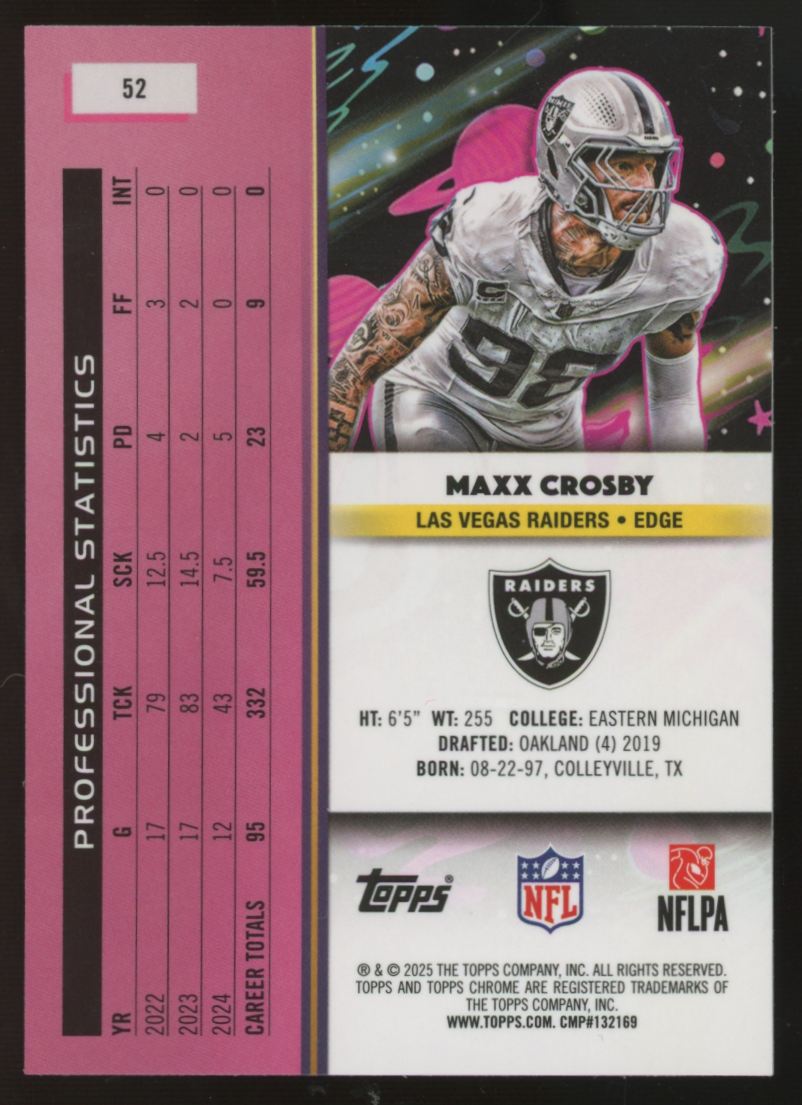 2025 Topps Chrome Cosmic Maxx Crosby Blue Moon Refractor /99 #52