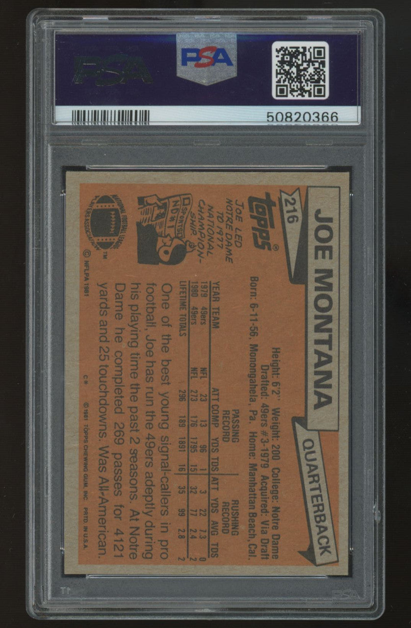 1981 Topps Joe Montana RC #216 PSA 5 *0366