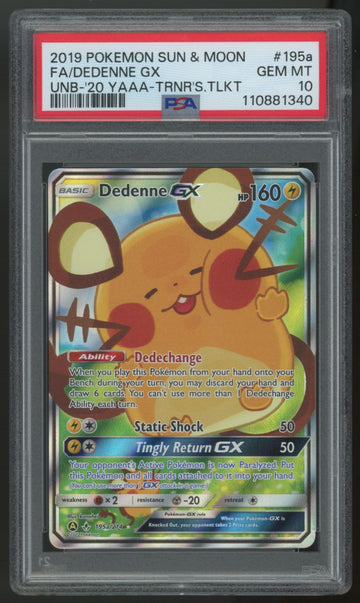 2019 Pokemon Dedenne GX Trainers's Toolkit Alt Full Art #195a PSA 10 (B)