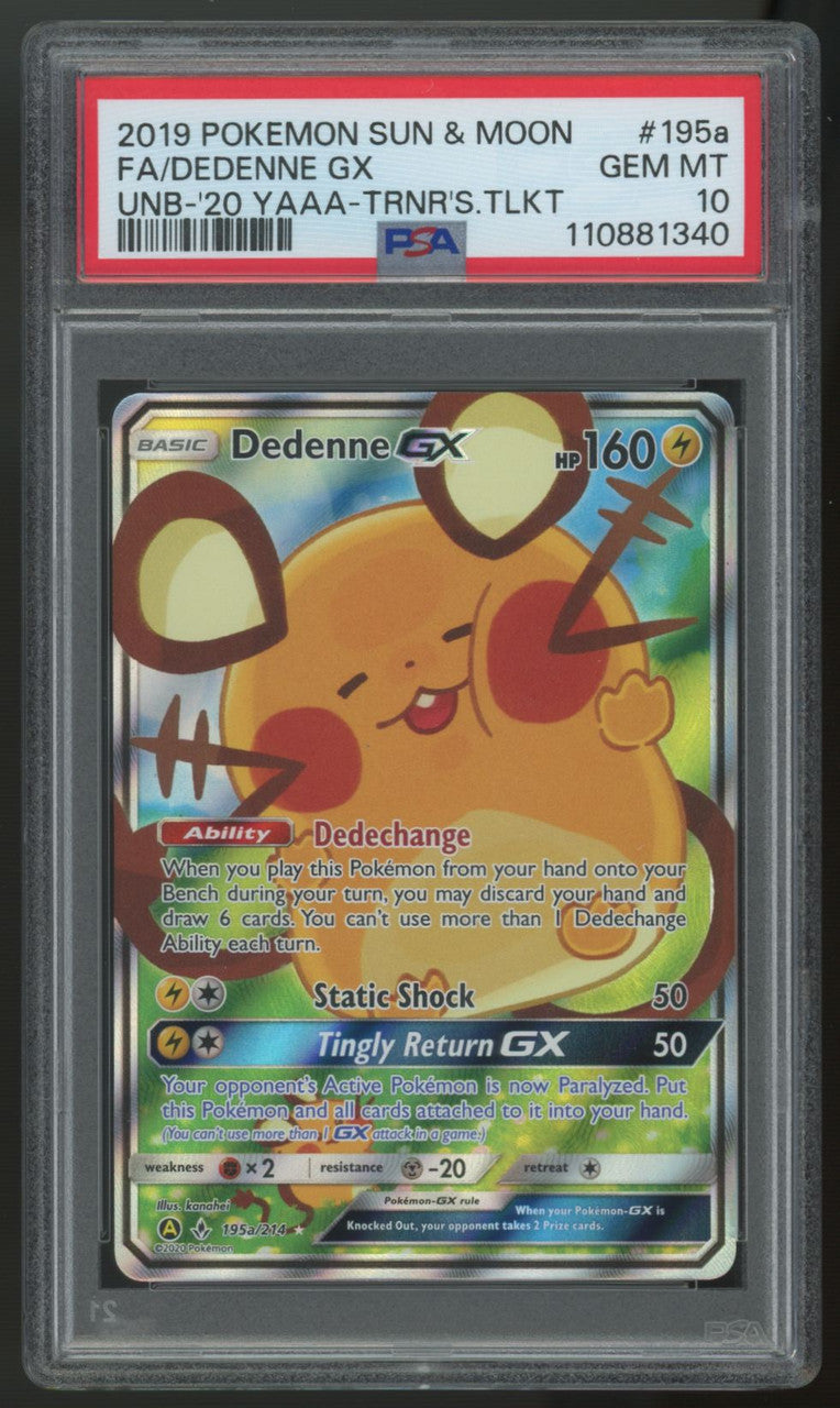2019 Pokemon Dedenne GX Trainers's Toolkit Alt Full Art #195a PSA 10 (B)