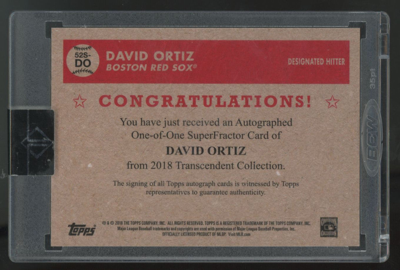 2018 Topps Transcendent David Ortiz 1952 Superfractor Auto 1/1 #52S-DO
