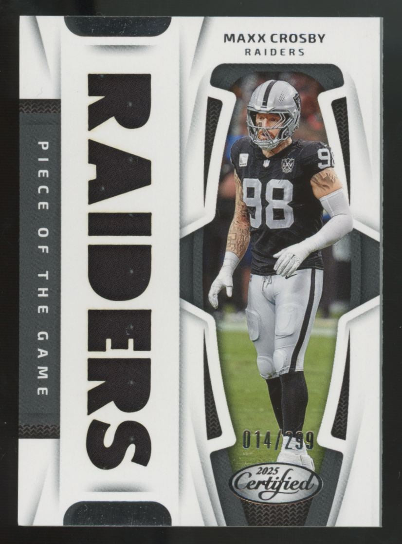 2025 Panini Certified Maxx Crosby Piece Of The Game Patch /299 #POG-MCY