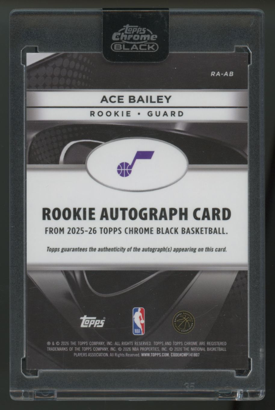 2025-26 Topps Chrome Black Ace Bailey RC Auto #RA-AB