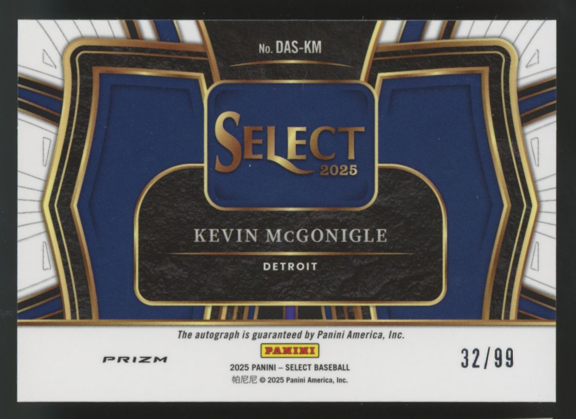 2025 Panini Select Kevin McGonigle Red Diamond Stars Prizm Auto /99 #DAS-KM
