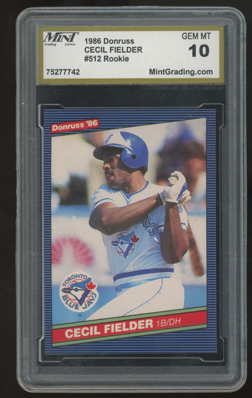 1986 Donruss Cecil Fielder RC #512 MGS 10