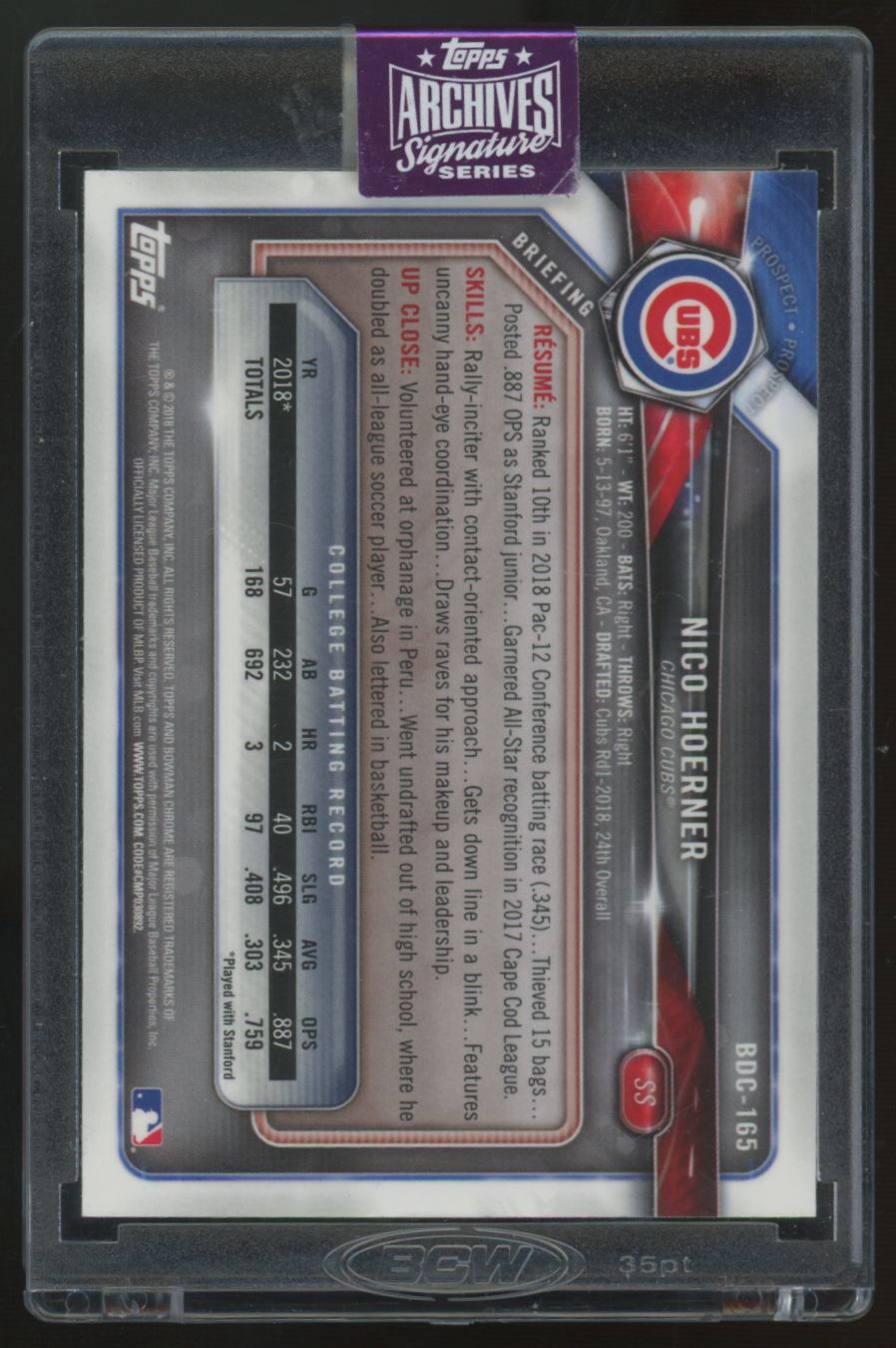 2025 Topps Archives Signature Series Nico Hoerner 1st Auto /60 #BDC-165