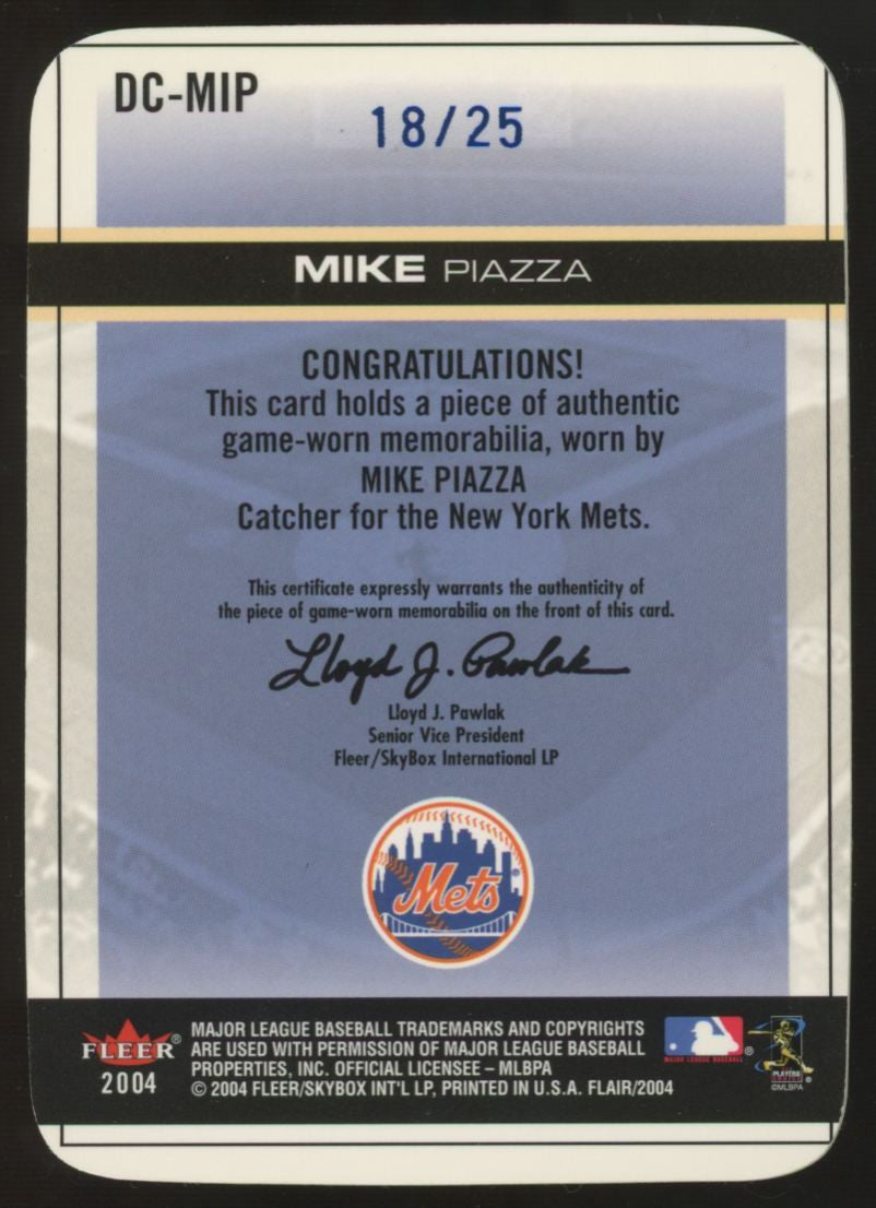 2004 Fleer Flair Mike Piazza Blue Die Cut Diamond Cuts Patch /25 #DC-MIP