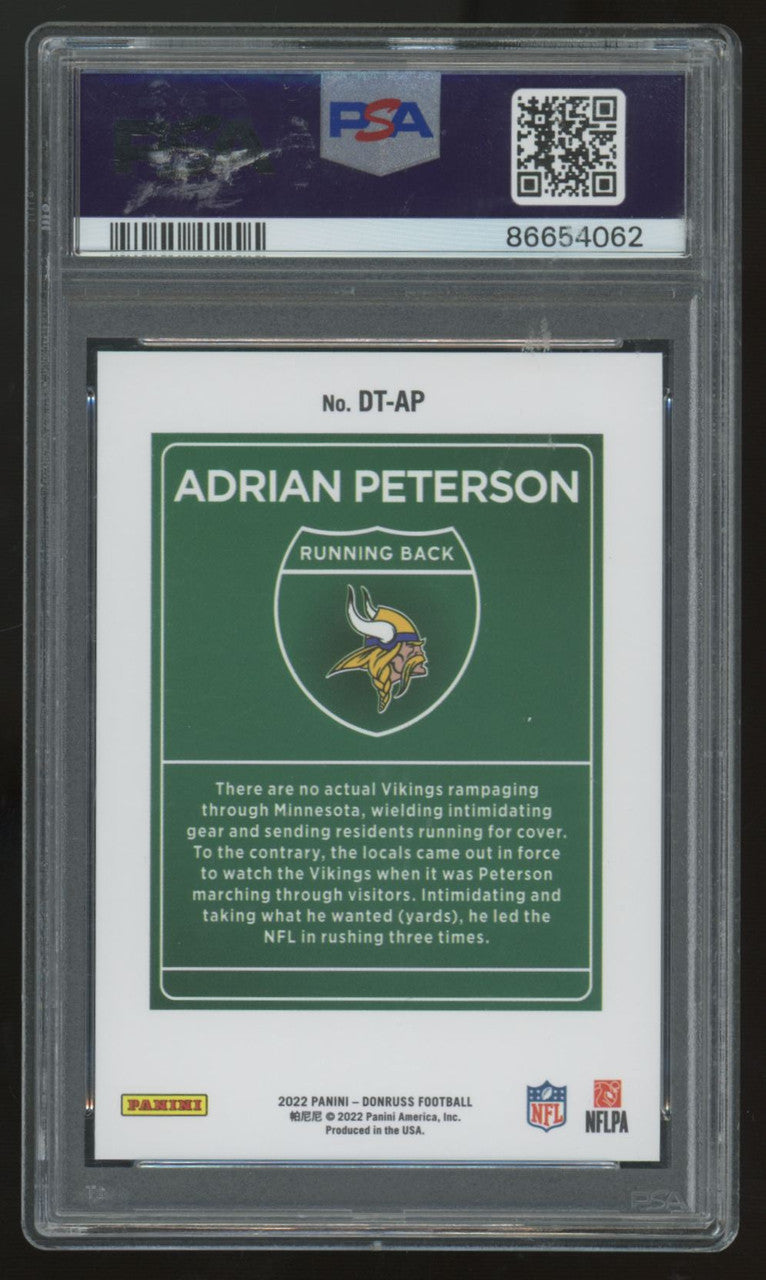 2022 Donruss Adrian Peterson Downtown! SSP #DT-AP PSA 9