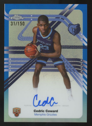 2025-26 Topps Chrome Cedric Coward RC Blue Next Stop Auto /150 #NS-CC