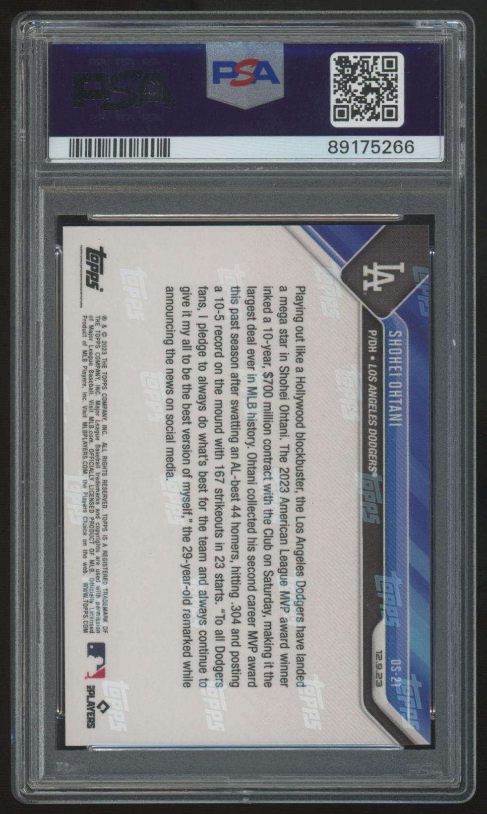 2023 Topps Now Shohei Ohtani Offseason #OS-21 PSA 9