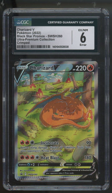 2022 Pokemon Charizard V Ultra Premium Collection Crimped Error #SWSH260 CGC 6