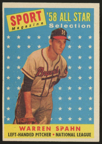 1958 Topps Warren Spahn AS #494 EX