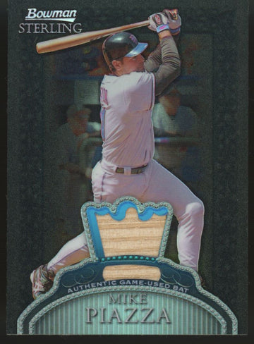 2005 Bowman Sterling Mike Piazza Black Refractor Game Used Bat Relic /25 #BS-MP