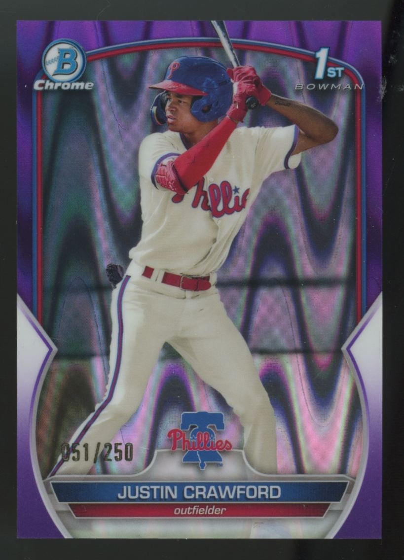 2023 Bowman Justin Crawford 1st Chrome Prospect Purple Raywave /250 #BCP-3