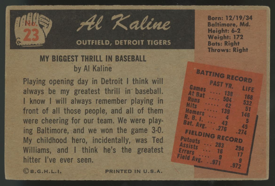 1955 Bowman Al Kaline #23 VG/EX