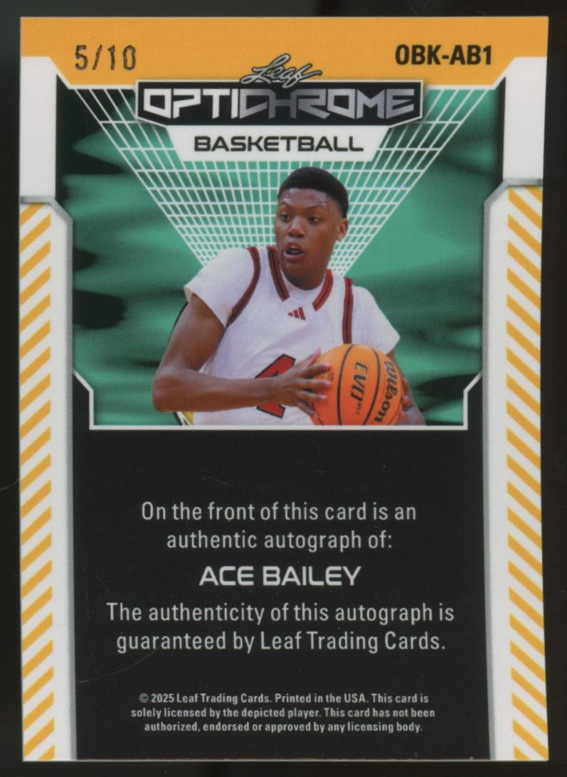 2025 Leaf Optichrome Ace Bailey RC Auto /10 #OBK-AB1