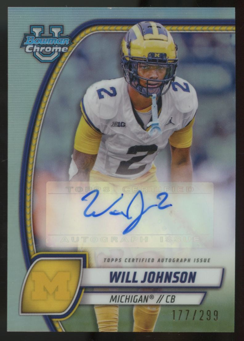 2024 Bowman University Chrome Will Johnson Prospect Refractor Auto /299 #PA-WJO