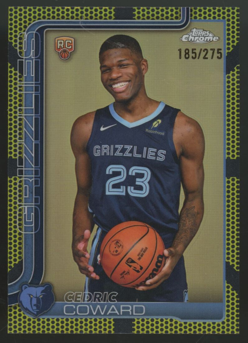 2025-26 Topps Chrome Cedric Coward RC Yellow Basketball Refractor /275 #261
