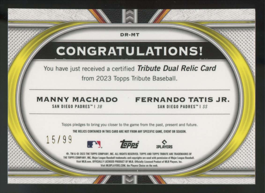 2023 Topps Tribute Manny Machado/Fernando Tatis Jr.  Green Dual Patch /99 #DR-MT