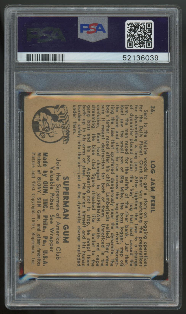 1940 Superman Log Jam Peril #26 PSA 2