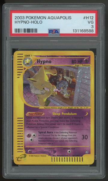 2003 Pokemon Hypno Aquapolis Holo #H12 PSA 3