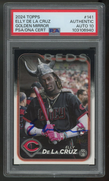 2024 Topps Elly De La Cruz RC Golden Mirror Signed Auto SSP #141 PSA Authentic