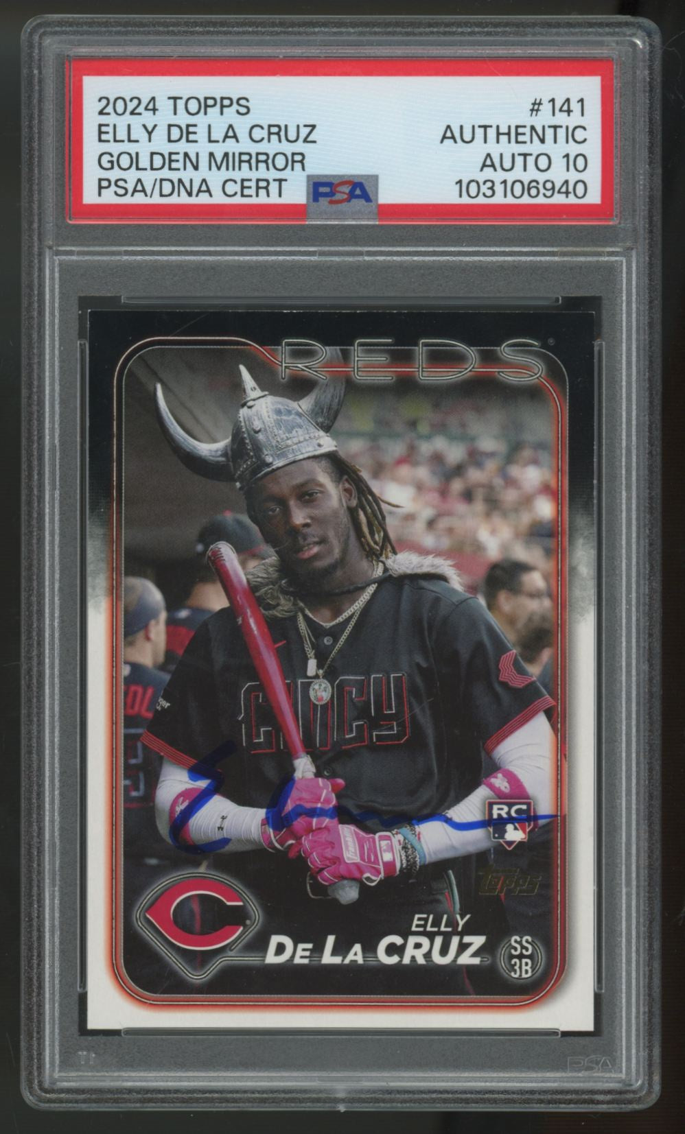 2024 Topps Elly De La Cruz RC Golden Mirror Signed Auto SSP #141 PSA Authentic