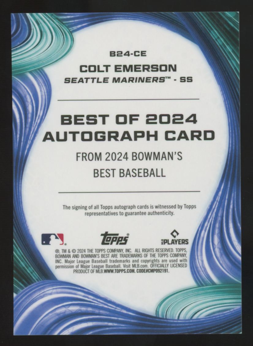 2024 Bowman's Best Colt Emerson Best Of '24 Blue Refractor Auto /150 #B24-CE