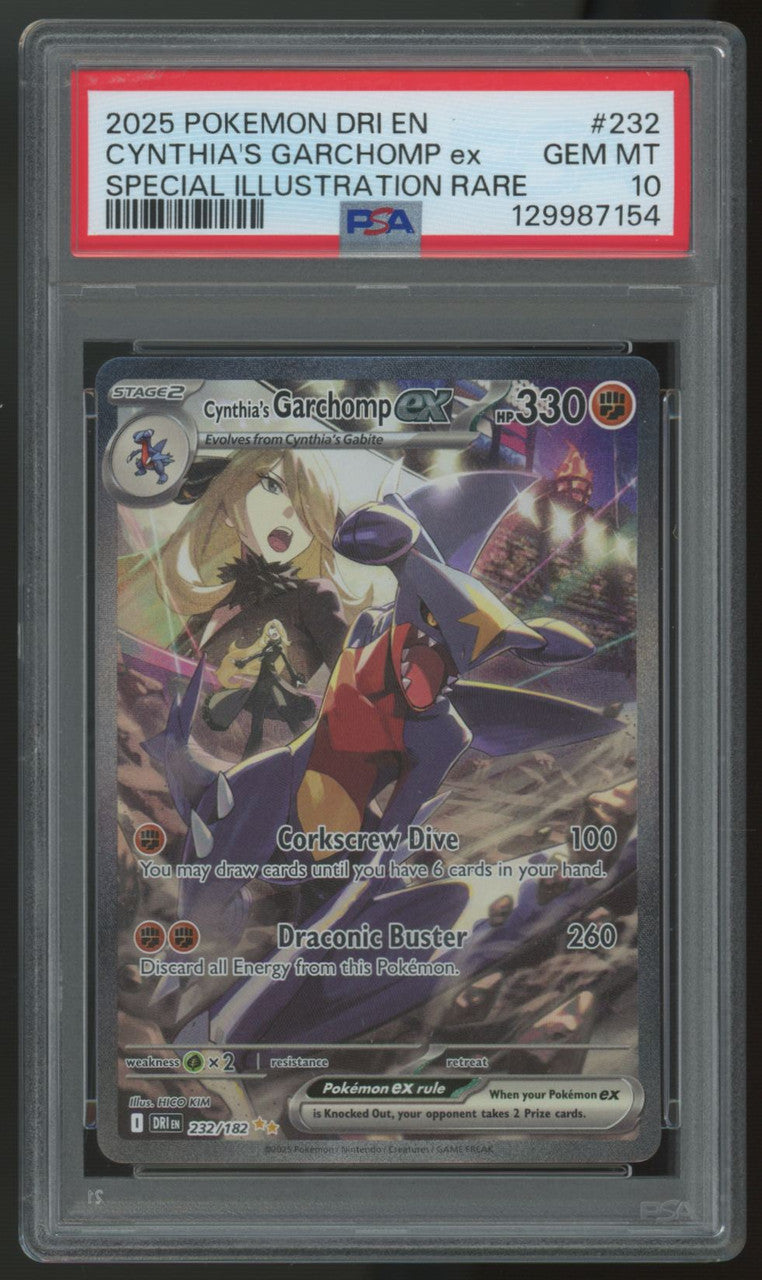 2025 Pokemon Cynthia's Garchomp ex Destined Rivals SIR #232 PSA 10