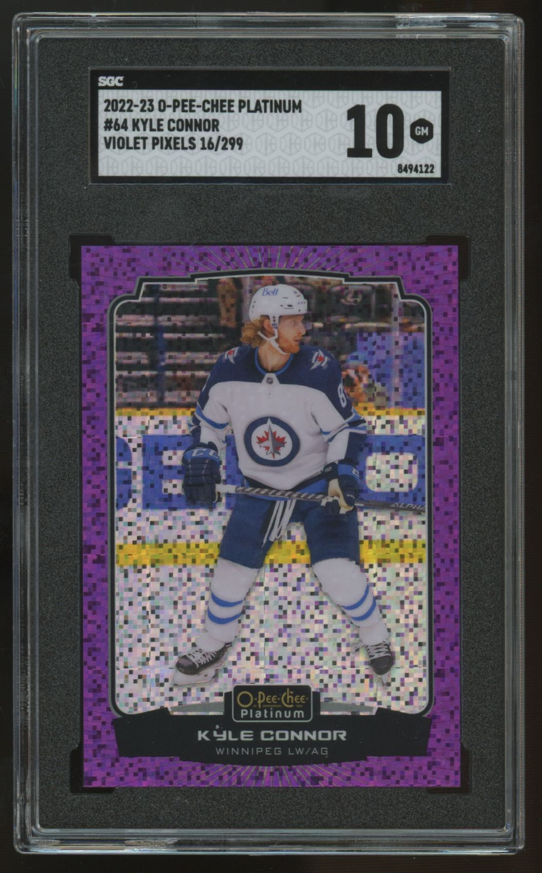 2022-23 O-Pee-Chee Platinum Kyle Connor Violet Pixels /299 #64 SGC 10