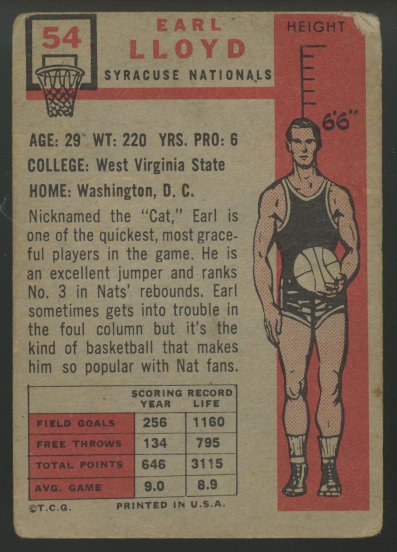 1957-58 Topps Earl Lloyd RC #54 Poor
