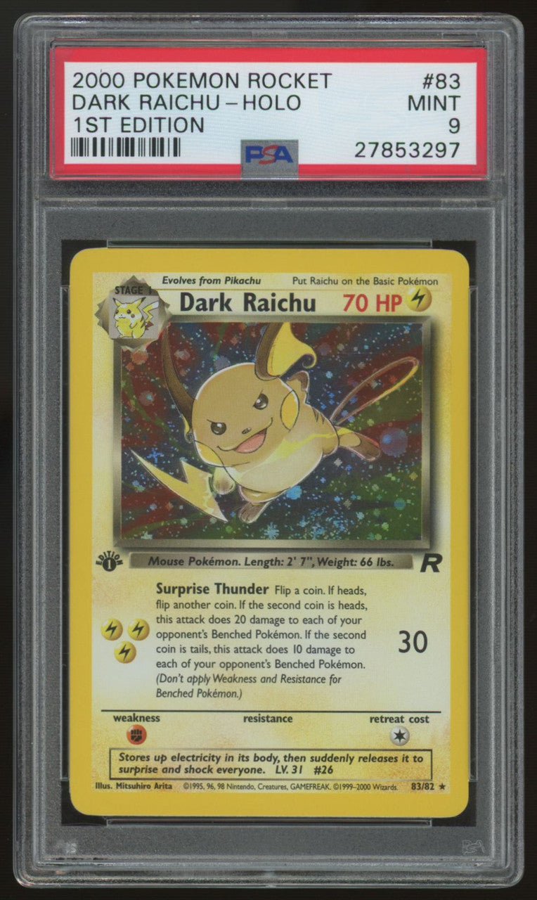 2000 Pokemon Dark Raichu 1st Edition Team Rocket #83 PSA 9
