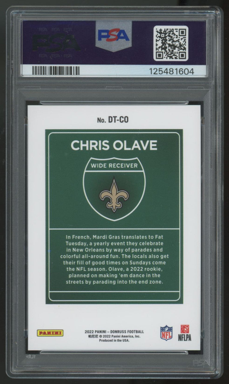 2022 Donruss Chris Olave RC Downtown! SSP #DT-CO PSA 9