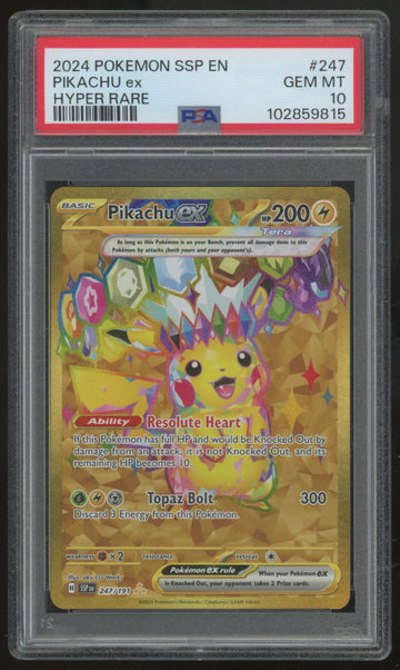 2024 Pokemon Pikachu ex Surging Sparks Hyper Rare #247 PSA 10