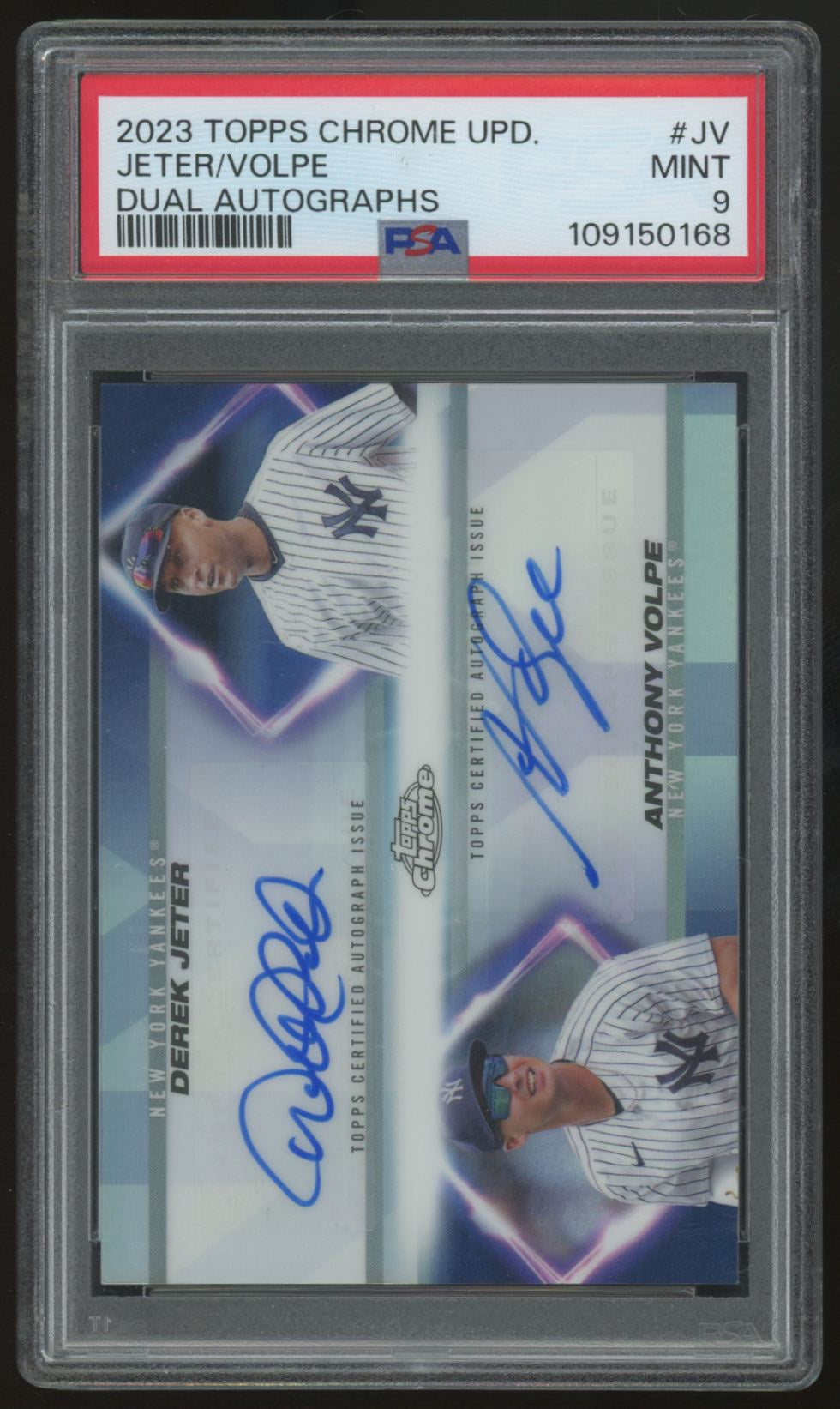 2023 Topps Chrome Update Derek Jeter/Anthony Volpe Dual Auto /10 #DA-JV PSA 9