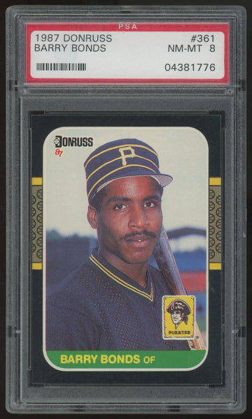 1987 Donruss Barry Bonds RC #361 PSA 8