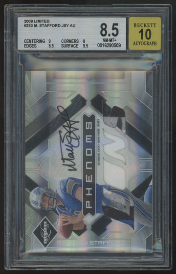 2009 Limited Matthew Stafford RC Phenoms Patch Auto RPA /149 #233 BGS 8.5 10