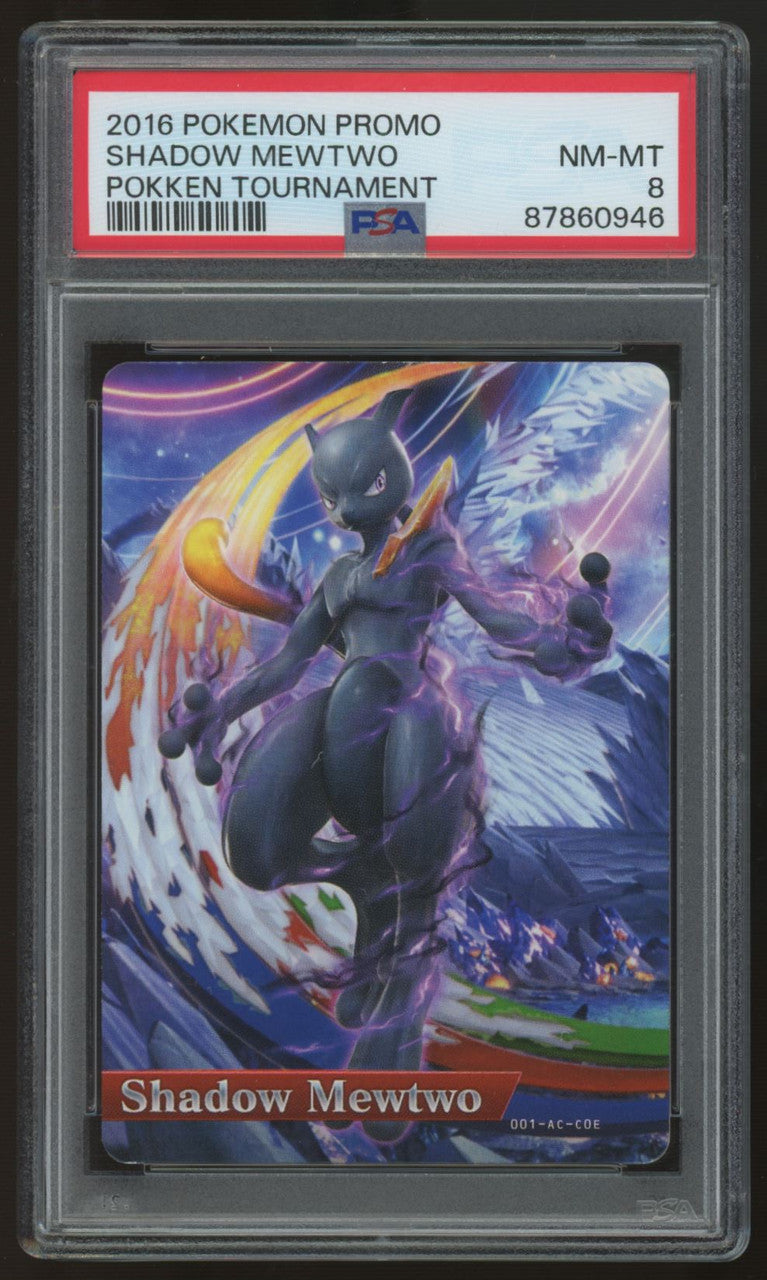 2016 Pokemon Shadow Mewtwo Pokken Tournament Promo Amiibo Card PSA 8