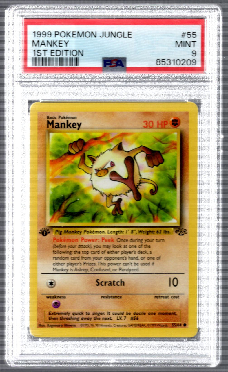 1999 Pokemon Mankey Jungle 1st Edition #55 PSA 9