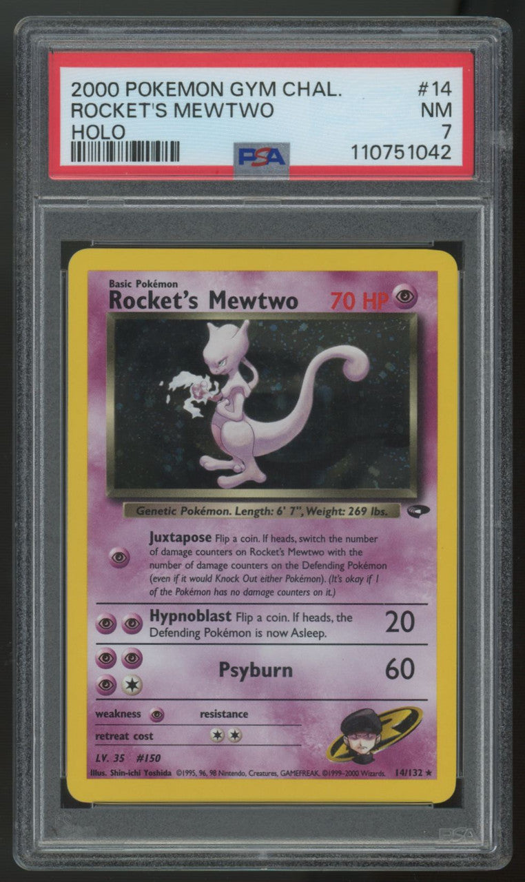 2000 Pokemon Rocket's Mewtwo Gym Challenge Holo #14 PSA 7