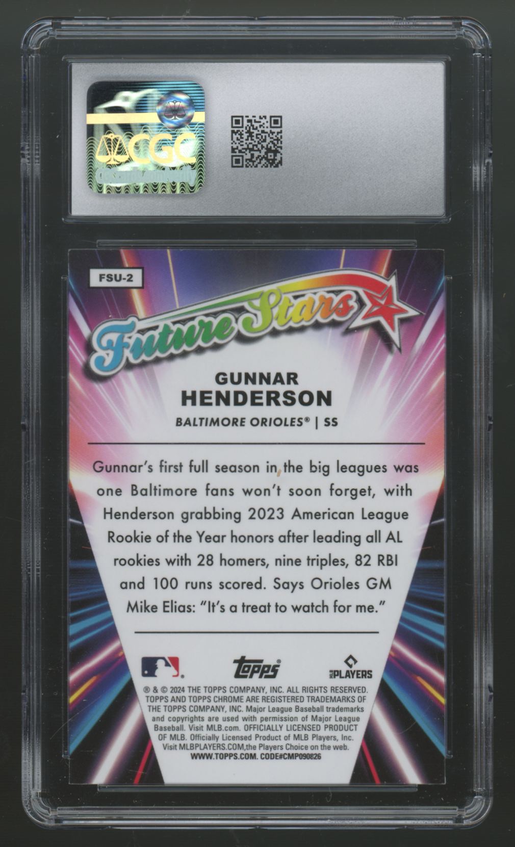 2024 Topps Chrome Update Gunnar Henderson Future Green Refractor /99 CGC 10